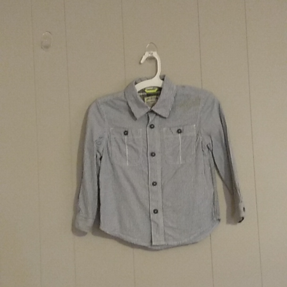 Grey Striped Button Up